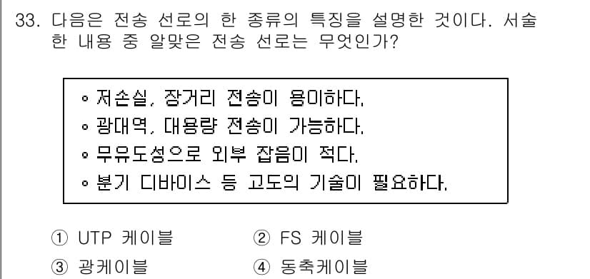 통신설비기능장 2015년 33번 - 정답과 핵심 포인트를 검수 중인 기출문제