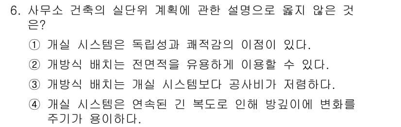 실내건축기사(구) 2017년 6번 - 정답과 핵심 포인트를 검수 중인 기출문제