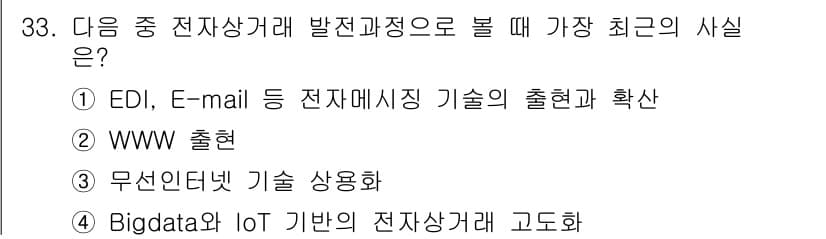 전자상거래운용사 2017년 33번 - 정답과 핵심 포인트를 검수 중인 기출문제