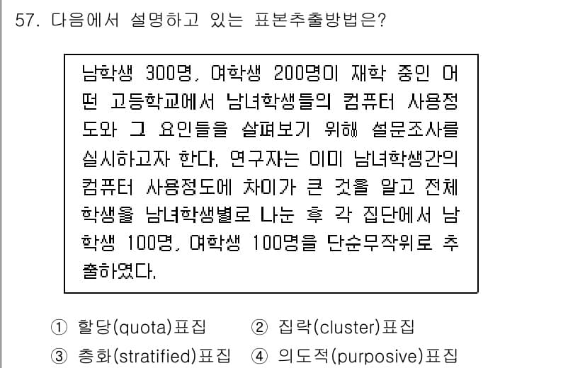 사회조사분석사_2급 2015년 57번 - 정답과 핵심 포인트를 검수 중인 기출문제