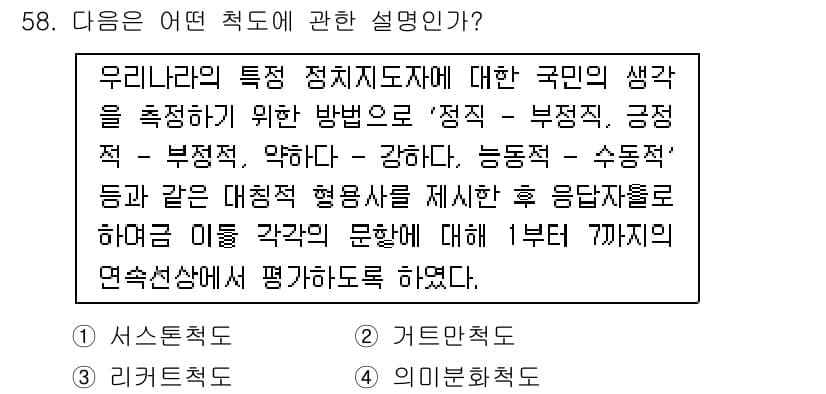 사회조사분석사_2급 2016년 58번 - 정답과 핵심 포인트를 검수 중인 기출문제