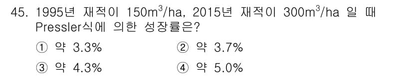 산림산업기사(구60문항) 2015년 45번 - 정답과 핵심 포인트를 검수 중인 기출문제