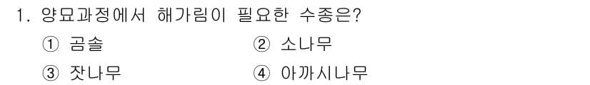 산림산업기사 2015년 1번 - 정답과 핵심 포인트를 검수 중인 기출문제
