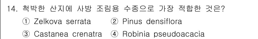 산림산업기사(구60문항) 2016년 14번 - 정답과 핵심 포인트를 검수 중인 기출문제