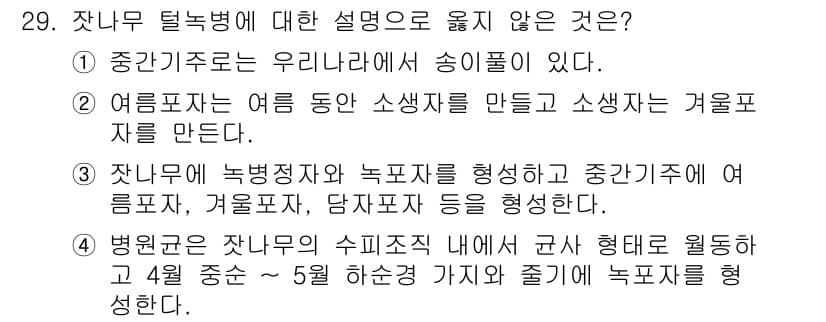산림산업기사 2016년 29번 - 정답과 핵심 포인트를 검수 중인 기출문제