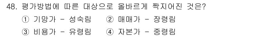산림산업기사(구60문항) 2017년 48번 - 평가방법에 따르면, 기망가는 성숙림에 해당하며, 이는 나무의 성숙도가 중... 에 관한 핵심 기출문제