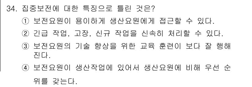 설비보전산업기사 2015년 34번 - 정답과 핵심 포인트를 검수 중인 기출문제