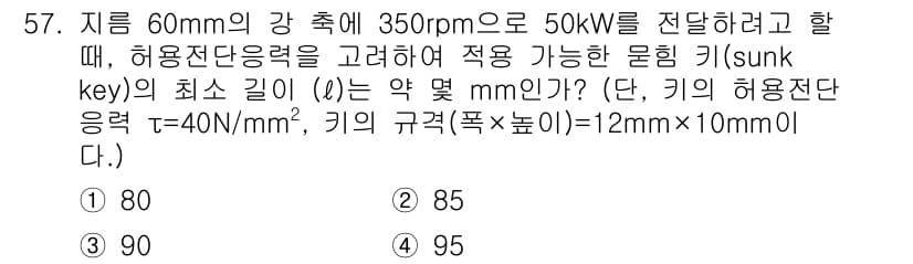 기계설계산업기사 2015년 57번 - 정답과 핵심 포인트를 검수 중인 기출문제
