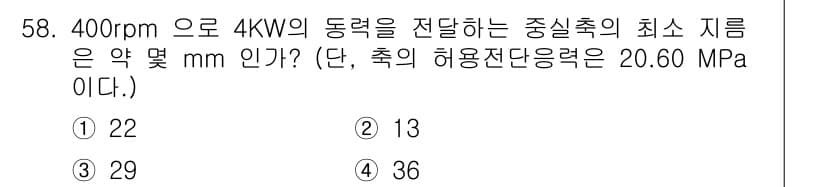 기계설계산업기사 2016년 58번 - 정답과 핵심 포인트를 검수 중인 기출문제