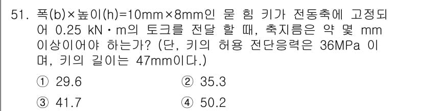 기계설계산업기사 2017년 51번 - 정답과 핵심 포인트를 검수 중인 기출문제