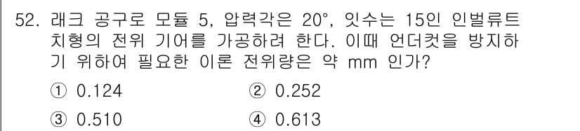 기계설계산업기사 2017년 52번 - 정답과 핵심 포인트를 검수 중인 기출문제
