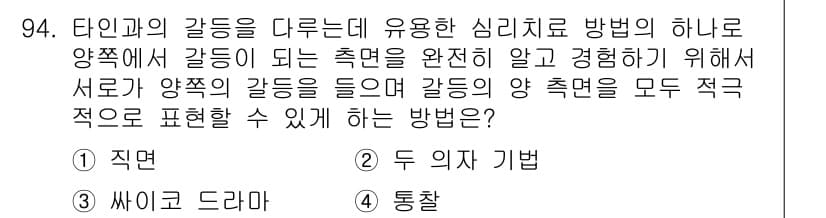 임상심리사_2급 2015년 94번 - 정답과 핵심 포인트를 검수 중인 기출문제