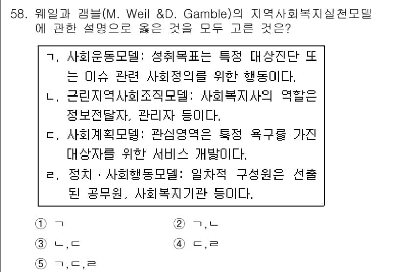 사회복지사_1급(2교시)(구) 2018년 58번 - 정답과 핵심 포인트를 검수 중인 기출문제
