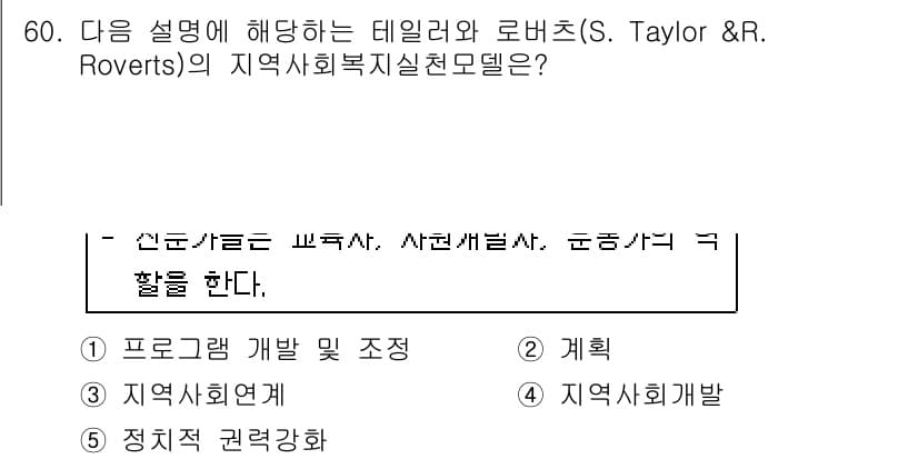 사회복지사_1급(2교시)(구) 2018년 60번 - 정답과 핵심 포인트를 검수 중인 기출문제