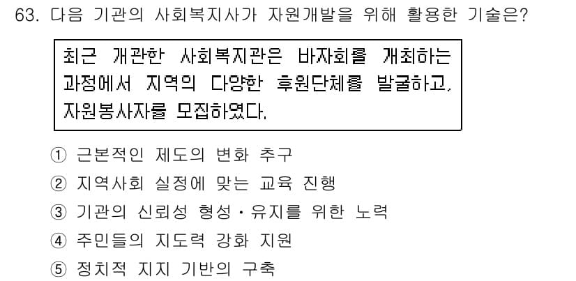 사회복지사_1급(2교시)(구) 2018년 63번 - 정답과 핵심 포인트를 검수 중인 기출문제
