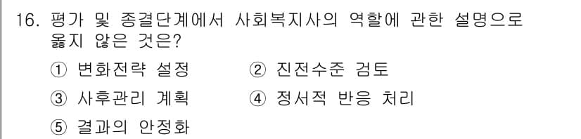 사회복지사_1급(2교시) 2018년 16번 - 정답과 핵심 포인트를 검수 중인 기출문제