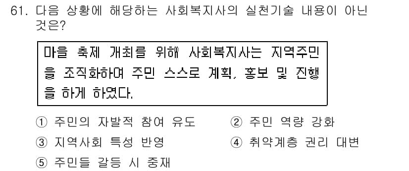 사회복지사_1급(2교시) 2018년 61번 - 정답과 핵심 포인트를 검수 중인 기출문제