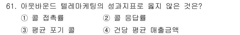 텔레마케팅관리사 2017년 61번 - 정답과 핵심 포인트를 검수 중인 기출문제