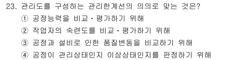 품질경영기사 2016년 23번 - . 관리도를 구성하는 주요 목적은 공정의 변동성을 감시하고 품질 변화를 ... 에 관한 핵심 기출문제