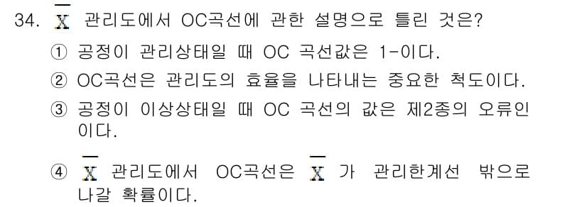 품질경영기사 2016년 34번 - 정답과 핵심 포인트를 검수 중인 기출문제