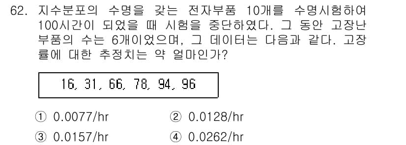 품질경영기사 2016년 62번 - 정답과 핵심 포인트를 검수 중인 기출문제