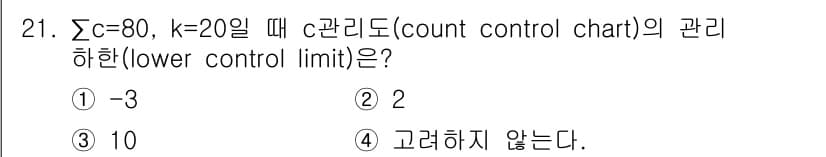 품질경영기사 2017년 21번 - 정답과 핵심 포인트를 검수 중인 기출문제