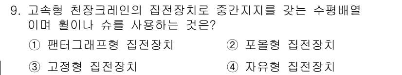 천장크레인운전기능사 2016년 9번 - 정답과 핵심 포인트를 검수 중인 기출문제