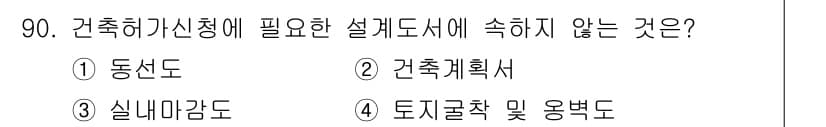 건축산업기사 2015년 90번 - 정답은 4번 토지물권 및 용복도입니다. 건축허가신청에 필요한 설계도서에는... 에 관한 핵심 기출문제