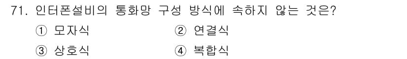 실내건축산업기사 2015년 71번 - 정답은 2. 연결식입니다. 연결식은 요소 간의 직접적인 연결을 의미하며,... 에 관한 핵심 기출문제