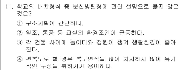 실내건축산업기사 2016년 11번 - 정답과 핵심 포인트를 검수 중인 기출문제
