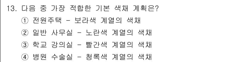 컬러리스트산업기사 2015년 13번 - 정답과 핵심 포인트를 검수 중인 기출문제