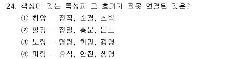 컬러리스트산업기사 2015년 24번 - 정답과 핵심 포인트를 검수 중인 기출문제