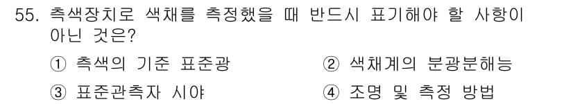 컬러리스트산업기사 2015년 55번 - 정답과 핵심 포인트를 검수 중인 기출문제