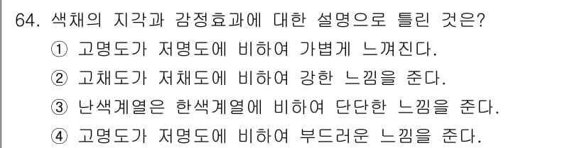 컬러리스트산업기사 2015년 64번 - 정답과 핵심 포인트를 검수 중인 기출문제