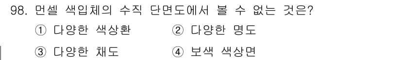 컬러리스트산업기사 2015년 98번 - 정답과 핵심 포인트를 검수 중인 기출문제