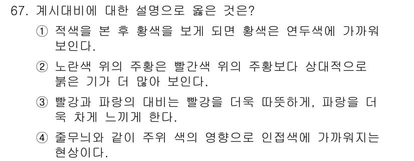 컬러리스트산업기사 2016년 67번 - 정답과 핵심 포인트를 검수 중인 기출문제