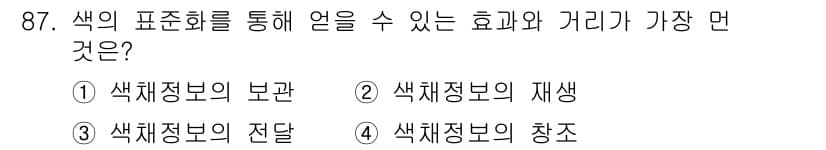 컬러리스트산업기사 2016년 87번 - 색의 표현을 통해 연출할 수 있는 효과와 가리는 색채정보의 창조적 활용을... 에 관한 핵심 기출문제