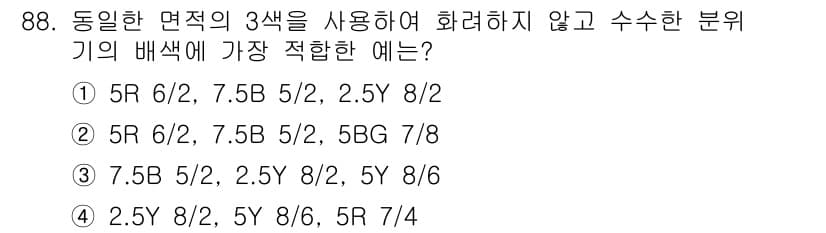 컬러리스트산업기사 2016년 88번 - 정답과 핵심 포인트를 검수 중인 기출문제