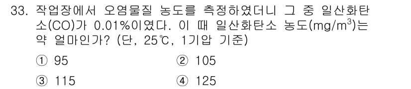 산업위생관리기사 2016년 33번 - 정답과 핵심 포인트를 검수 중인 기출문제
