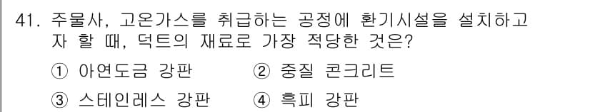 산업위생관리기사 2016년 41번 - 정답과 핵심 포인트를 검수 중인 기출문제