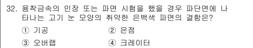용접산업기사 2016년 32번 - 정답과 핵심 포인트를 검수 중인 기출문제