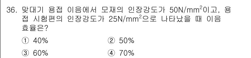 용접산업기사 2016년 36번 - 정답과 핵심 포인트를 검수 중인 기출문제