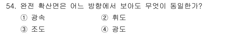 전기기능사 2016년 54번 - 완전 확산면은 전자나 입자가 모든 방향으로 균일하게 퍼지는 상태를 의미한... 에 관한 핵심 기출문제