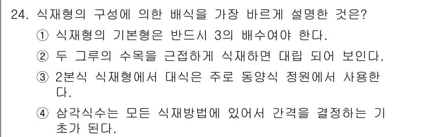 조경산업기사 2015년 24번 - 정답과 핵심 포인트를 검수 중인 기출문제