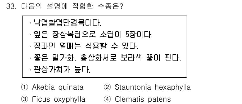 조경산업기사 2015년 33번 - 정답과 핵심 포인트를 검수 중인 기출문제