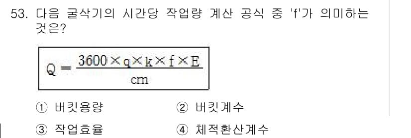 조경산업기사 2015년 53번 - 문제에서 'I'는 일반적으로 작업의 강도를 나타내는 변수입니다. 이 식에... 에 관한 핵심 기출문제