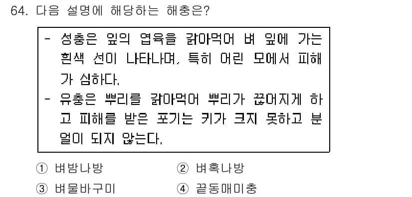 종자기사 2017년 64번 - 정답과 핵심 포인트를 검수 중인 기출문제