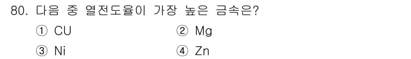 용접기사 2018년 80번 - . Zn

아연(Zn)은 전기 전도율이 높은 금속으로, 구리(Cu)보다 ... 에 관한 핵심 기출문제