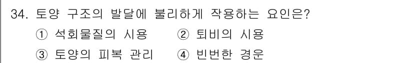 유기농업기능사 2015년 34번 - 정답과 핵심 포인트를 검수 중인 기출문제