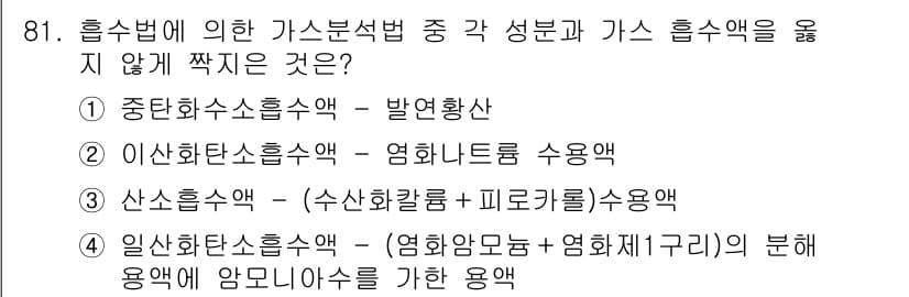 가스기사 2017년 81번 - 정답과 핵심 포인트를 검수 중인 기출문제
